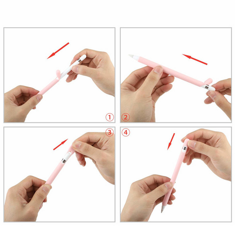 Mīksta silikona roktura uzmavas turētājs 1 gab. pretzaudēšanas kabeļa adaptera saite 2 gab. uzgaļu vāciņi Apple Pencil ipad piederumiem