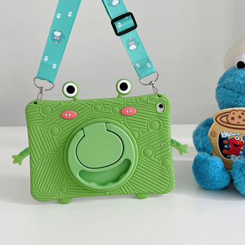 3D Cute Frog Case for iPad 10.2 7/ 8/ 9th Generation 2019/2020/2021 iPad Air 2022 10.9 με πτυσσόμενη 360 περιστρεφόμενη βάση λαβής