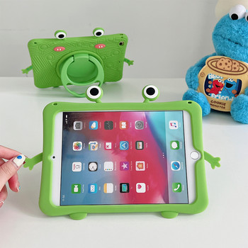 3D Cute Frog Case за iPad 10.2 7/8/9th Generation 2019/2020/2021 iPad Air 2022 10.9 със сгъваема стойка с въртяща се дръжка на 360