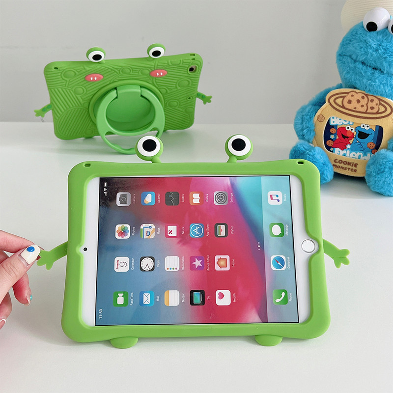 3D jauks vardes futrālis iPad 10.2 7/8/9. paaudze 2019/2020/2021 iPad Air 2022 10.9 ar salokāmu 360 grādu grozāmu roktura statīvu