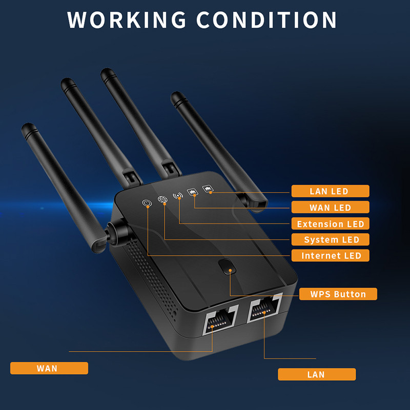 DISOUR M-95B Repetor wireless Router Wifi 300M Amplificator de semnal Extender 4 Antene Router Amplificator de semnal pentru birou acasă