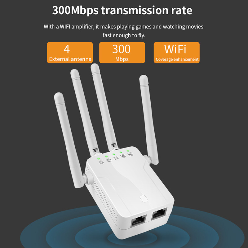 DISOUR M-95B Repetor wireless Router Wifi 300M Amplificator de semnal Extender 4 Antene Router Amplificator de semnal pentru birou acasă