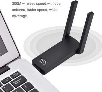Преносим 300Mbps USB WiFi обхват Разширител на сигнала Безжичен рутер Ретранслатор Усилвател Двойни антени