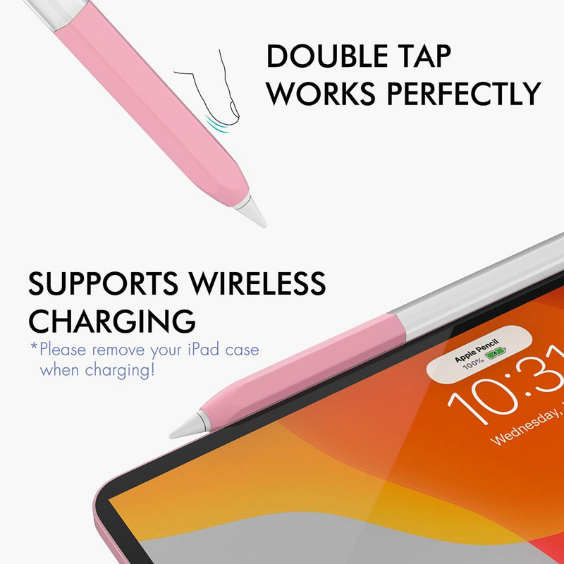 Protector de stilou din silicon moale pentru stilou capacitiv Husă de protecție Husă anti-alunecare pentru Apple Pencil 2