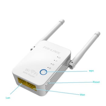 PIXLINK ασύρματος μίνι δρομολογητής WiFi Repeater Λειτουργία σημείου πρόσβασης Ενίσχυση κεραιών Ενισχυτής 2.4G Επέκταση σήματος Wi-Fi μεγάλης εμβέλειας