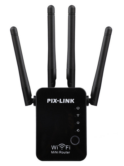 PIXLINK vezeték nélküli mini router WiFi átjátszó hozzáférési pont mód Antenna Booster 2.4G erősítő nagy hatótávolságú jel Wi-Fi bővítő