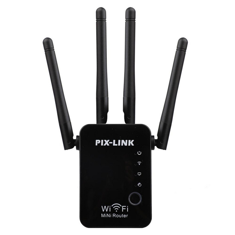 PIXLINK vezeték nélküli mini router WiFi átjátszó hozzáférési pont mód Antenna Booster 2.4G erősítő nagy hatótávolságú jel Wi-Fi bővítő