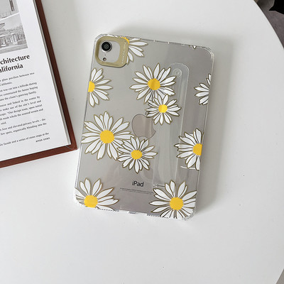 iPad Mini 6 tokhoz Fashion Leopard Print csuklópánt tartó Hátsó borító iPad Mini6 átlátszó ütésálló szilikon tabletta hüvely