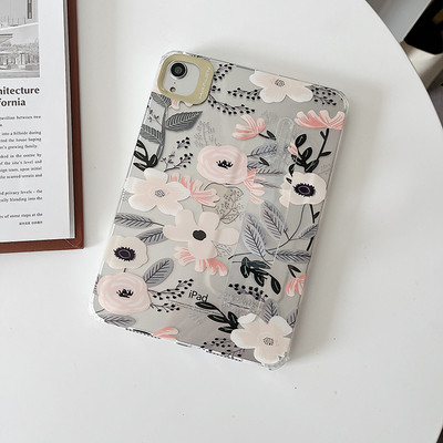 iPad Mini 6 tokhoz Fashion Leopard Print csuklópánt tartó Hátsó borító iPad Mini6 átlátszó ütésálló szilikon tabletta hüvely