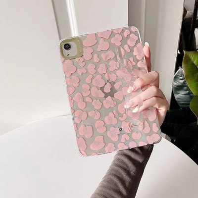 iPad Mini 6 tokhoz Fashion Leopard Print csuklópánt tartó Hátsó borító iPad Mini6 átlátszó ütésálló szilikon tabletta hüvely