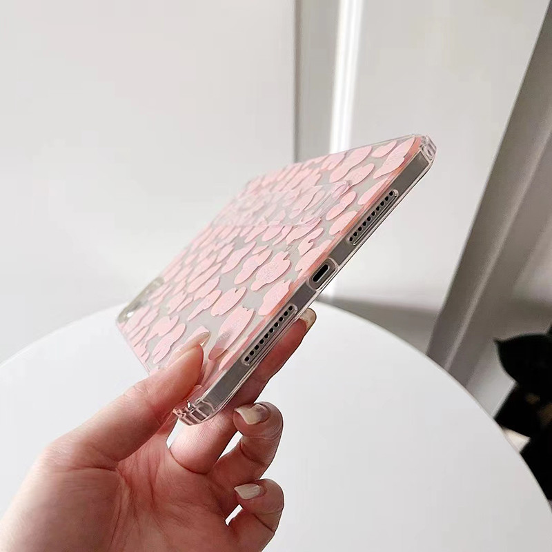 iPad Mini 6 tokhoz Fashion Leopard Print csuklópánt tartó Hátsó borító iPad Mini6 átlátszó ütésálló szilikon tabletta hüvely