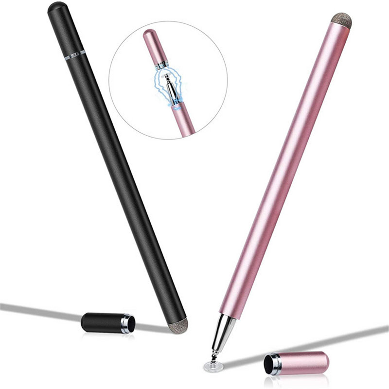 Fém aktív lemez Stylus S Pen kapacitív érintőképernyős Univerzális Író Rajz Tablet Notebook Intelligens ceruza IPAD-hoz Pink Fekete