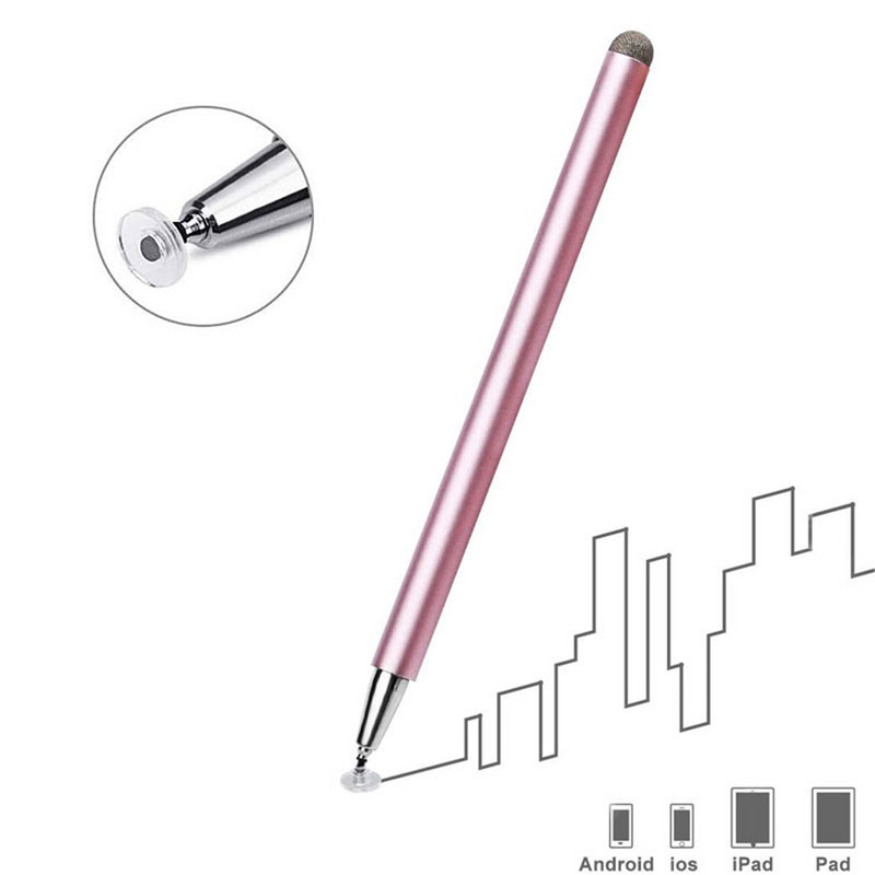 Fém aktív lemez Stylus S Pen kapacitív érintőképernyős Univerzális Író Rajz Tablet Notebook Intelligens ceruza IPAD-hoz Pink Fekete