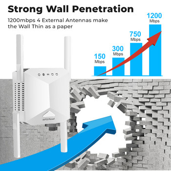 5G WiFi ретранслатор Wifi усилвател на сигнала Wifi Extender Мрежа Wi fi Booster 1300Mbps 5 Ghz безжичен Wi-fi ретранслатор с голям обхват