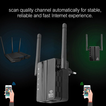Безжичен WiFi ретранслатор Двулентов 300Mbps усилвател на сигнала Усилвател 2 антени WiFi удължител на обхват Wlan LAN порт Рутер усилвател