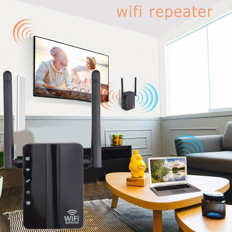 Vezeték nélküli WiFi átjátszó kétsávos 300 Mbps jelerősítő erősítő 2 antenna WiFi hatótávolság bővítő Wlan LAN port router erősítő