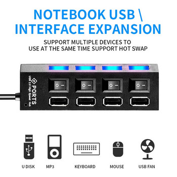Διαχωριστής USB Multi Function Hub Hub Laptop Multi Purpose Disk Socket Extension Splitter
