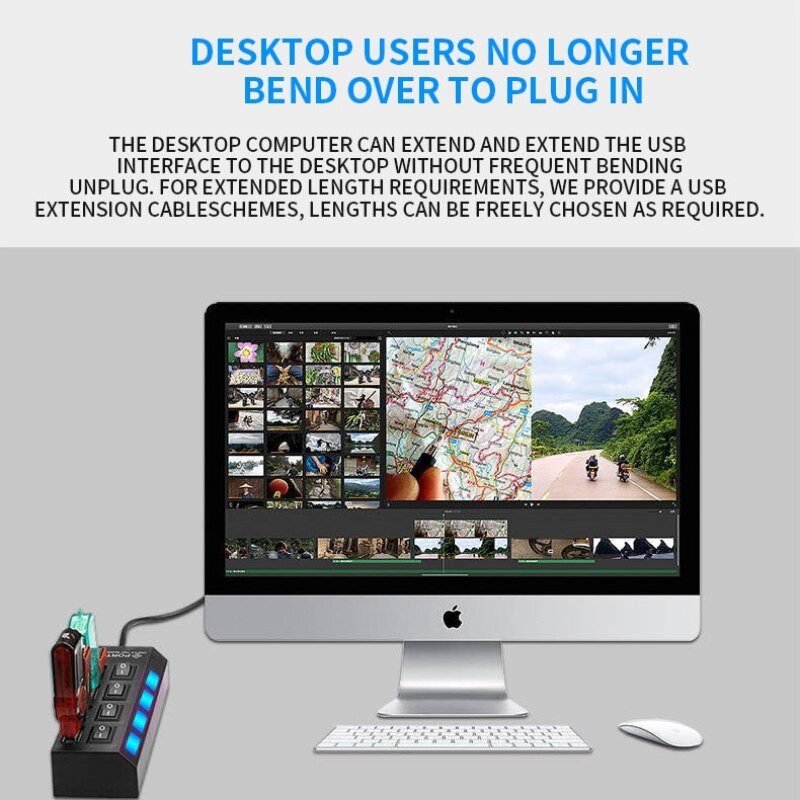 Splitter USB Interfață multifuncțională Hub Hub Laptop Multifunctional U Disk Socket Extension Splitter