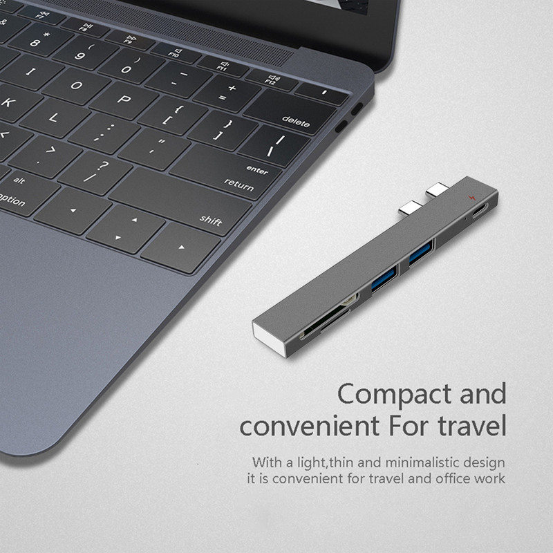USB centrmezgla vairāku ierīču datora klēpjdators galddators USB centrmezgls SD/TF karšu lasītājs vairāku tipa C centrmezgla adapteris MacBook Pro klēpjdatoram