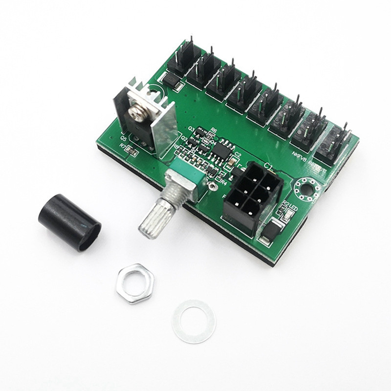 Carcasa computerului Controler de viteză a ventilatorului miner de 12 V Hub de ventilator cu 8 canale PWM Controler de ventilator violent de mare putere Regulator de reglare