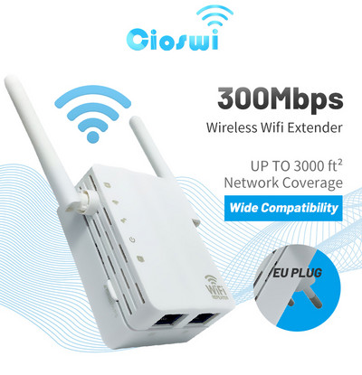 Cioswi 2.4Ghz WiFi atkārtotājs Bezvadu 2.4G Wifi paplašinātāja pastiprinātājs 300Mbps liela diapazona Wi-Fi signāla pastiprinātājs 802.11N WPS iestatīšana