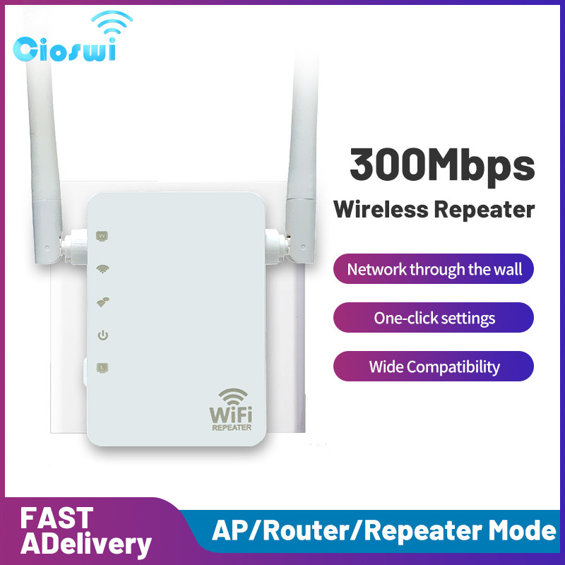 Cioswi 2.4Ghz WiFi atkārtotājs Bezvadu 2.4G Wifi paplašinātāja pastiprinātājs 300Mbps liela diapazona Wi-Fi signāla pastiprinātājs 802.11N WPS iestatīšana