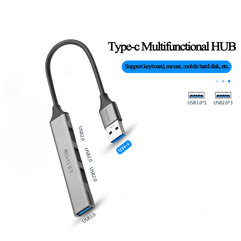 EATPOW 4 portu USB sadalītāja HUB 3.0 C tipa USB centrmezgla usb adapteris Xiaomi Lenovo Macbook Pro Air Pro datora datora piederumiem