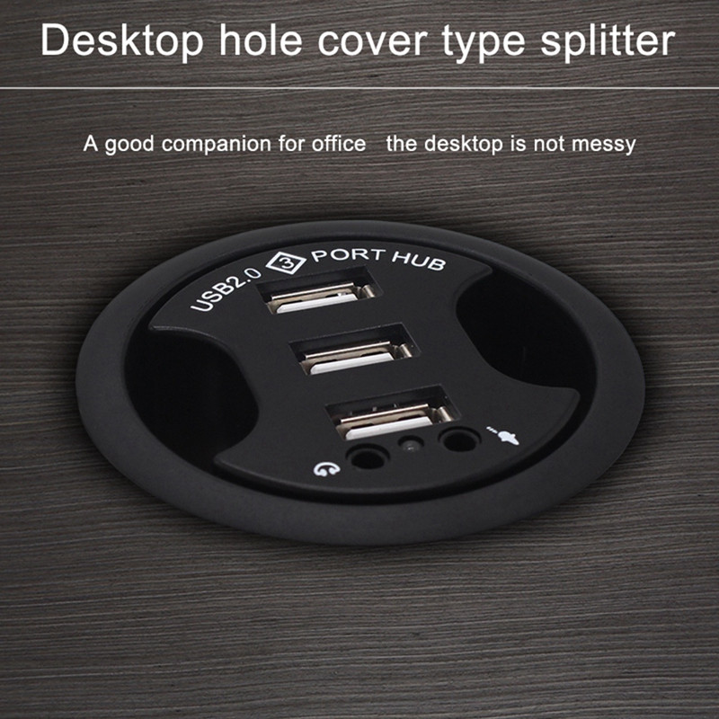 USB centrmezgls USB 2.0 galddatora caurduris USB 2.0 centrmezgls audio galda stiprinājuma adapteris 3 portu stiprinājums galdā Vairāki USB 2.0 porti