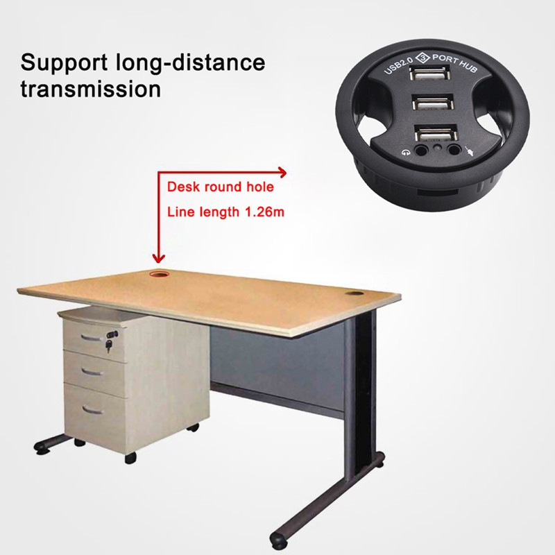 USB centrmezgls USB 2.0 galddatora caurduris USB 2.0 centrmezgls audio galda stiprinājuma adapteris 3 portu stiprinājums galdā Vairāki USB 2.0 porti
