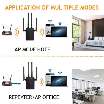 Безжичен ретранслатор Grwibeou M-95B Wifi рутер 300M усилвател на сигнала Extender 4 антена рутер усилвател на сигнала за домашен офис