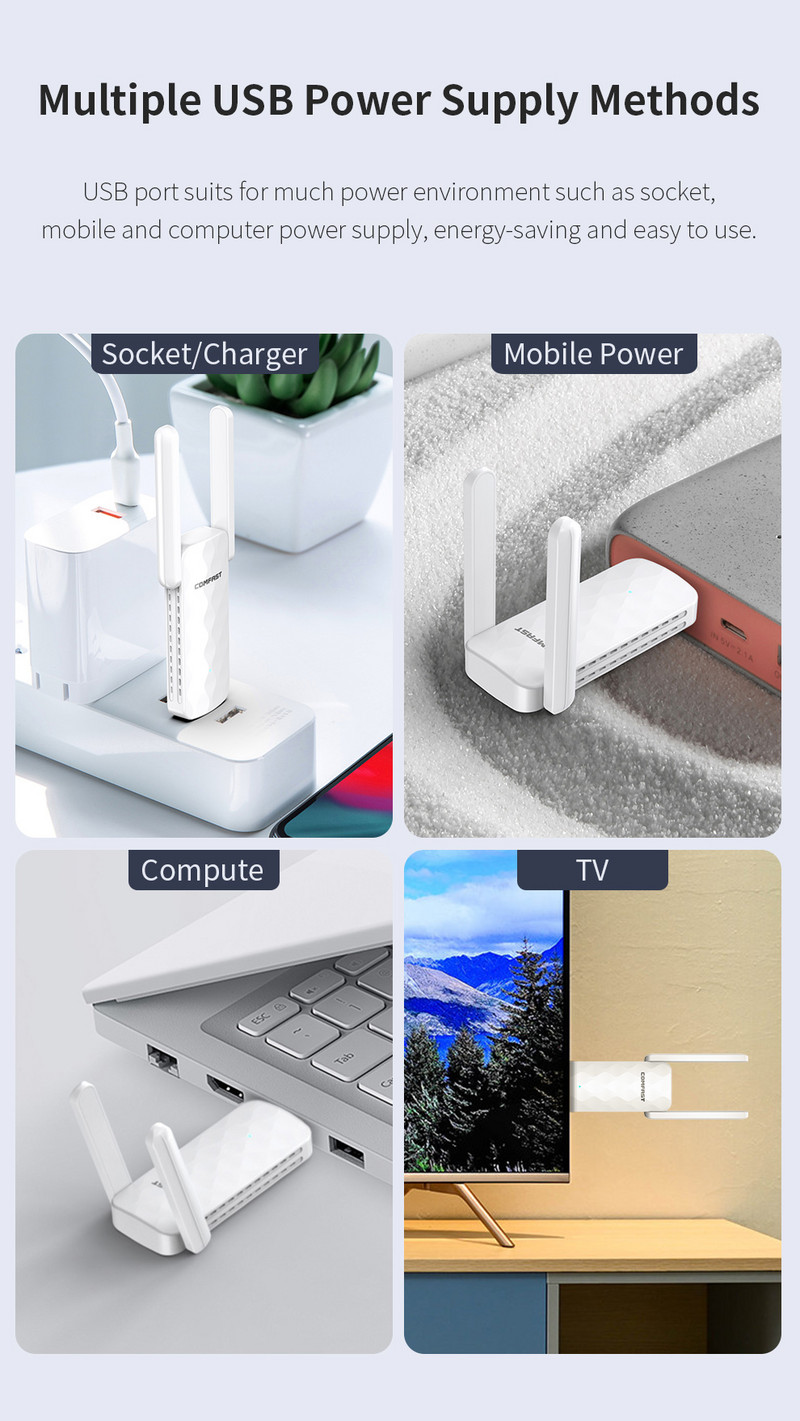 300Mbps USB WiFi átjátszó Wi Fi erősítő Wi Fi jelhosszabbító erősítő 802.11N nagy hatótávolságú vezeték nélküli Wi-Fi repetidor hozzáférési pont