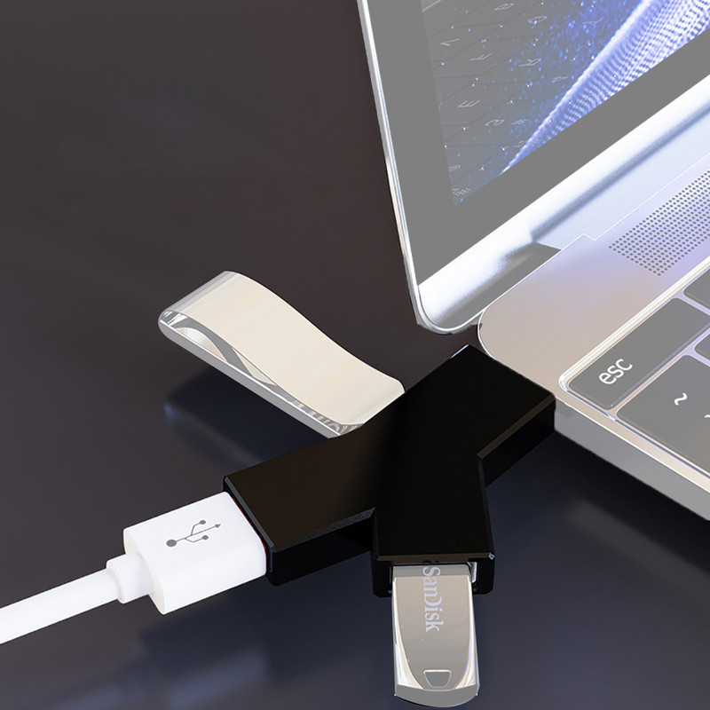 Mini portatīvais USB/C tipa 3 portu HUB USB3.0 USB 2.0 HUB USB sadalītāja adapteris 480 Mbps klēpjdatora piezīmjdatora datora piederumiem