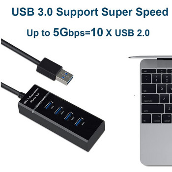 4 порта 5Gbps високоскоростен USB 3.0 хъб сплитер, съвместим с USB3.0 с usb2.0 и 1.1 поддръжка за Andrews IPhone 6 7 Phone Charges