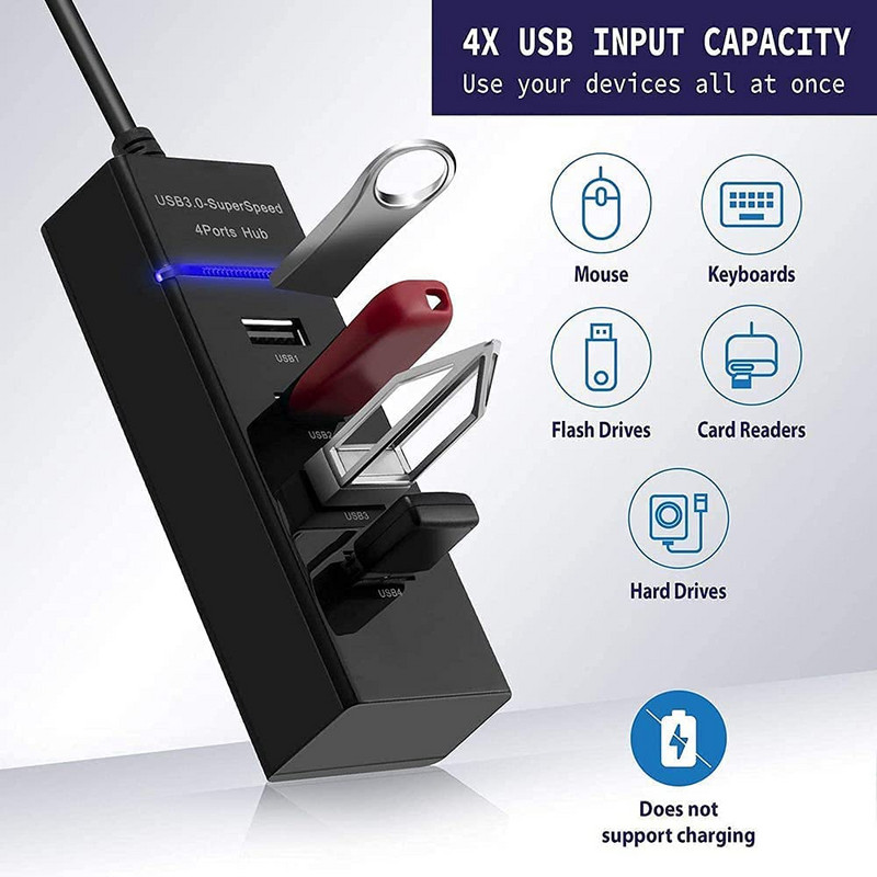 4 porturi 5 Gbps de mare viteză USB 3.0 Hub Splitter Compatibil USB3.0 Cu usb2.0 și 1.1 Suport pentru Andrews IPhone 6 7 Încărcări de telefon