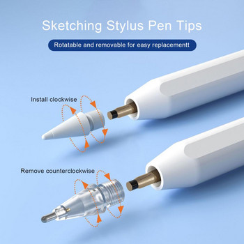 6 бр. Накрайници за молив Безшумна писалка за писане Чувствителност Fine Line Control Sketching Stylus Pen Tips For Apple Pencil 1st 2nd Generation