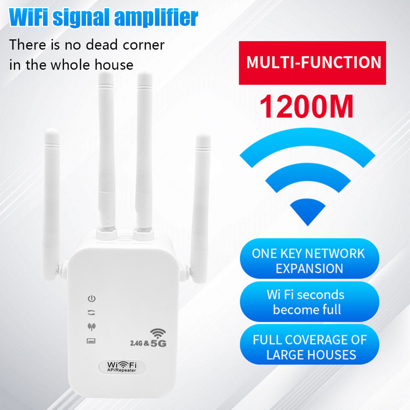 5Ghz vezeték nélküli WiFi átjátszó 1200Mbps Router Wifi Booster 2.4G Wifi Long Range Extender 5G Wi-Fi jelerősítő átjátszó Wifi