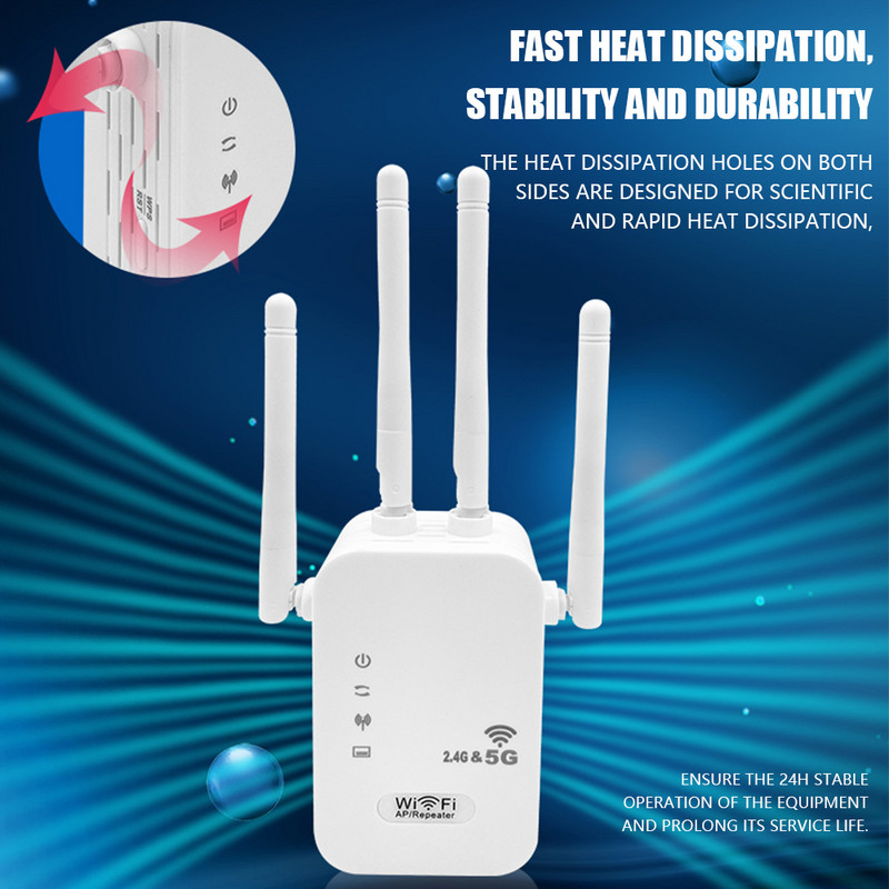 5Ghz vezeték nélküli WiFi átjátszó 1200Mbps Router Wifi Booster 2.4G Wifi Long Range Extender 5G Wi-Fi jelerősítő átjátszó Wifi