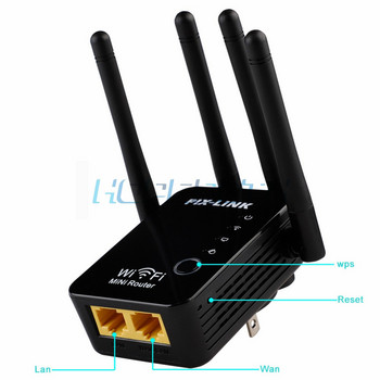 WiFi Repeater Wireless Router Pro 300Mbps 4 Antenna Extender Ενισχυτής Repeator Signal Cover Extender Range Extender