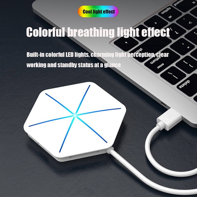 1 buc 6 porturi pentru NOUL HUB Splitter cu cititor de carduri TF SD Indicator OTG RGB Încărcare telefon Computer Extender Hexagon Splitter