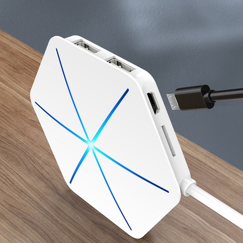 1 buc 6 porturi pentru NOUL HUB Splitter cu cititor de carduri TF SD Indicator OTG RGB Încărcare telefon Computer Extender Hexagon Splitter