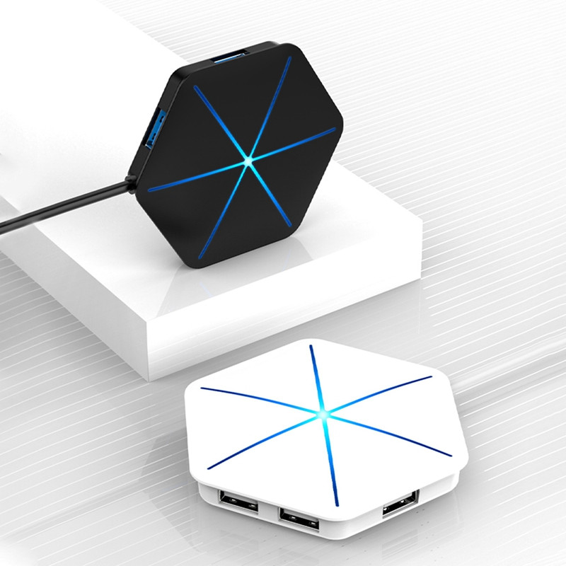 1 buc 6 porturi pentru NOUL HUB Splitter cu cititor de carduri TF SD Indicator OTG RGB Încărcare telefon Computer Extender Hexagon Splitter