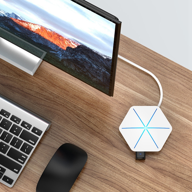 1 buc 6 porturi pentru NOUL HUB Splitter cu cititor de carduri TF SD Indicator OTG RGB Încărcare telefon Computer Extender Hexagon Splitter