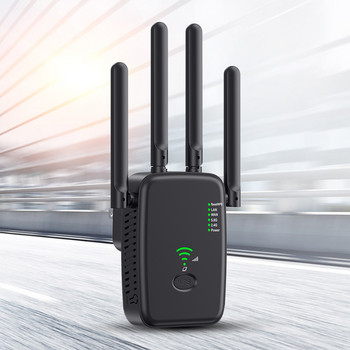 WiFi ретранслатор с двойна лента 2,4 Ghz/5 Ghz WiFi усилвател на сигнала Ретранслатор с широко покритие с 4 външни антени за домашен хотел
