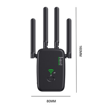 WiFi ретранслатор с двойна лента 2,4 Ghz/5 Ghz WiFi усилвател на сигнала Ретранслатор с широко покритие с 4 външни антени за домашен хотел
