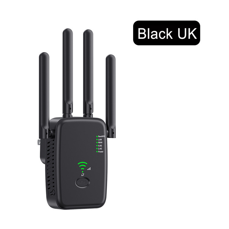 WiFi átjátszó kétsávos 2,4 GHz/5 GHz WiFi jelerősítő átjátszó széles lefedettség 4 külső antennával otthoni szállodához