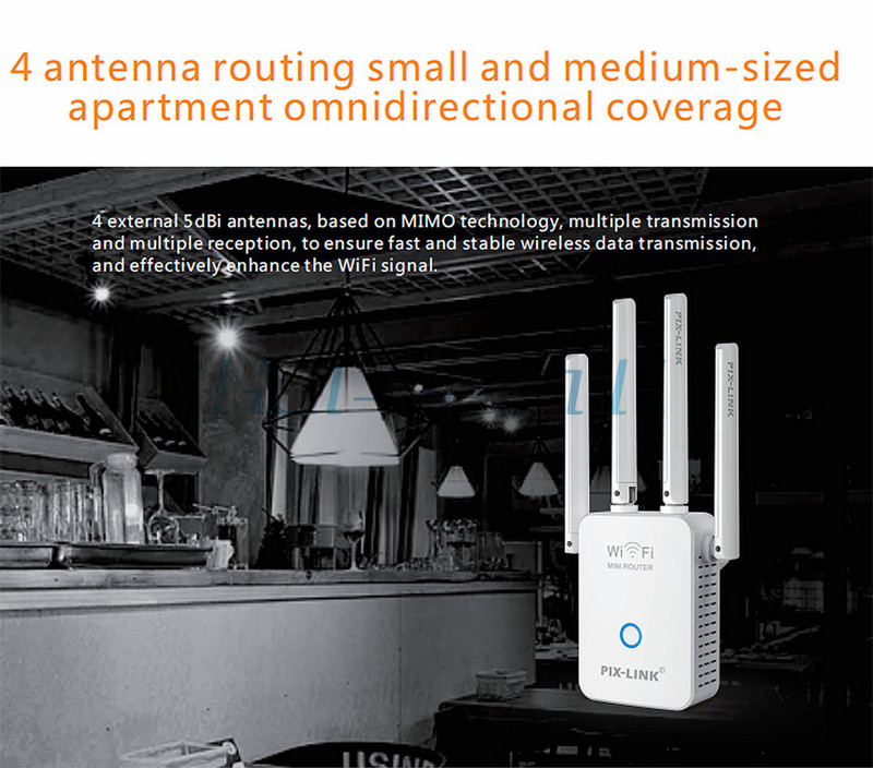 Ασύρματο Repeater Wifi Router 300M Ενισχυτής σήματος Επέκταση 4 δρομολογητή κεραίας Ενισχυτής σήματος Κατάλληλος για οικιακό γραφείο