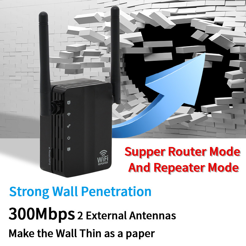 Vezeték nélküli Wifi Repeater 300Mbps Wifi Extender 2.4G Wifi Signal Booster Otthoni Wifi Router Tartományerősítő Router móddal