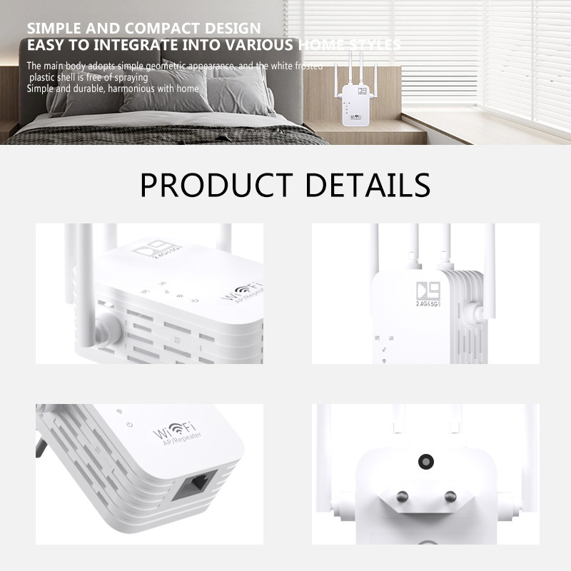2.4G 5Ghz bežični WiFi repetitor WiFi pojačivač signala usmjerivač 1200Mbps WiFi pojačalo 5G Wi Fi proširenje velikog dometa pristupna točka#20