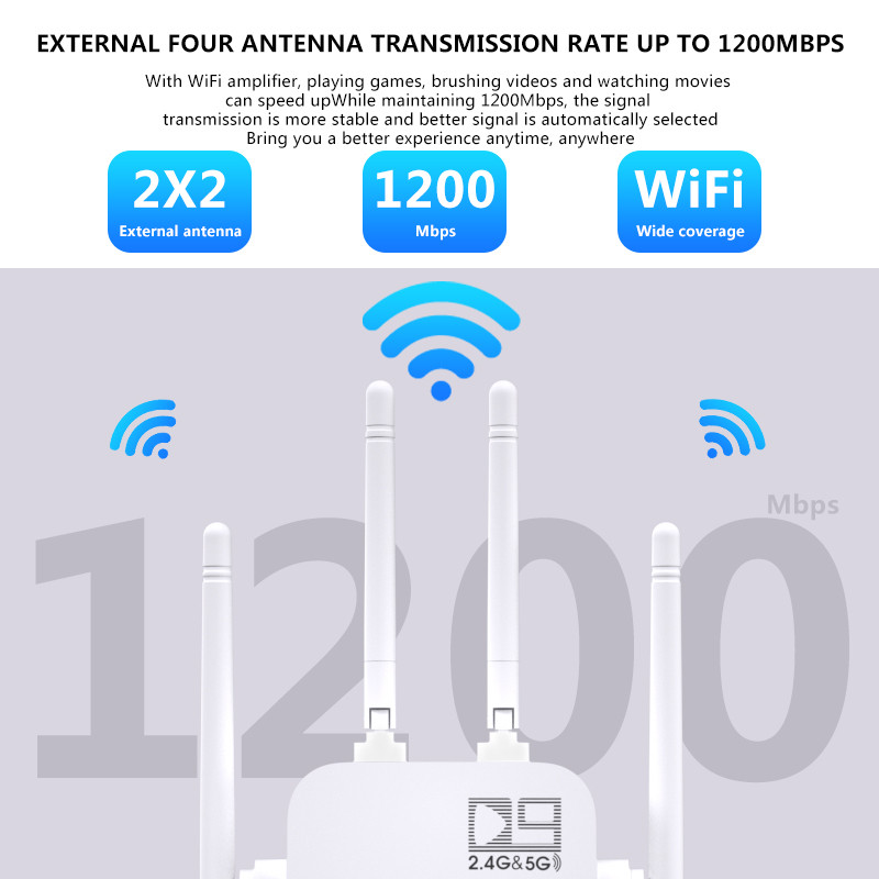 2.4G 5Ghz bežični WiFi repetitor WiFi pojačivač signala usmjerivač 1200Mbps WiFi pojačalo 5G Wi Fi proširenje velikog dometa pristupna točka#20