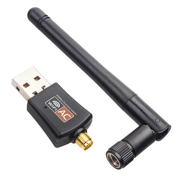 Двубандов USB wifi 600Mbps адаптер AC600 2.4GHz 5GHz WiFi с антена PC Мини компютър Мрежова карта Приемник 802.11b/n/g/ac